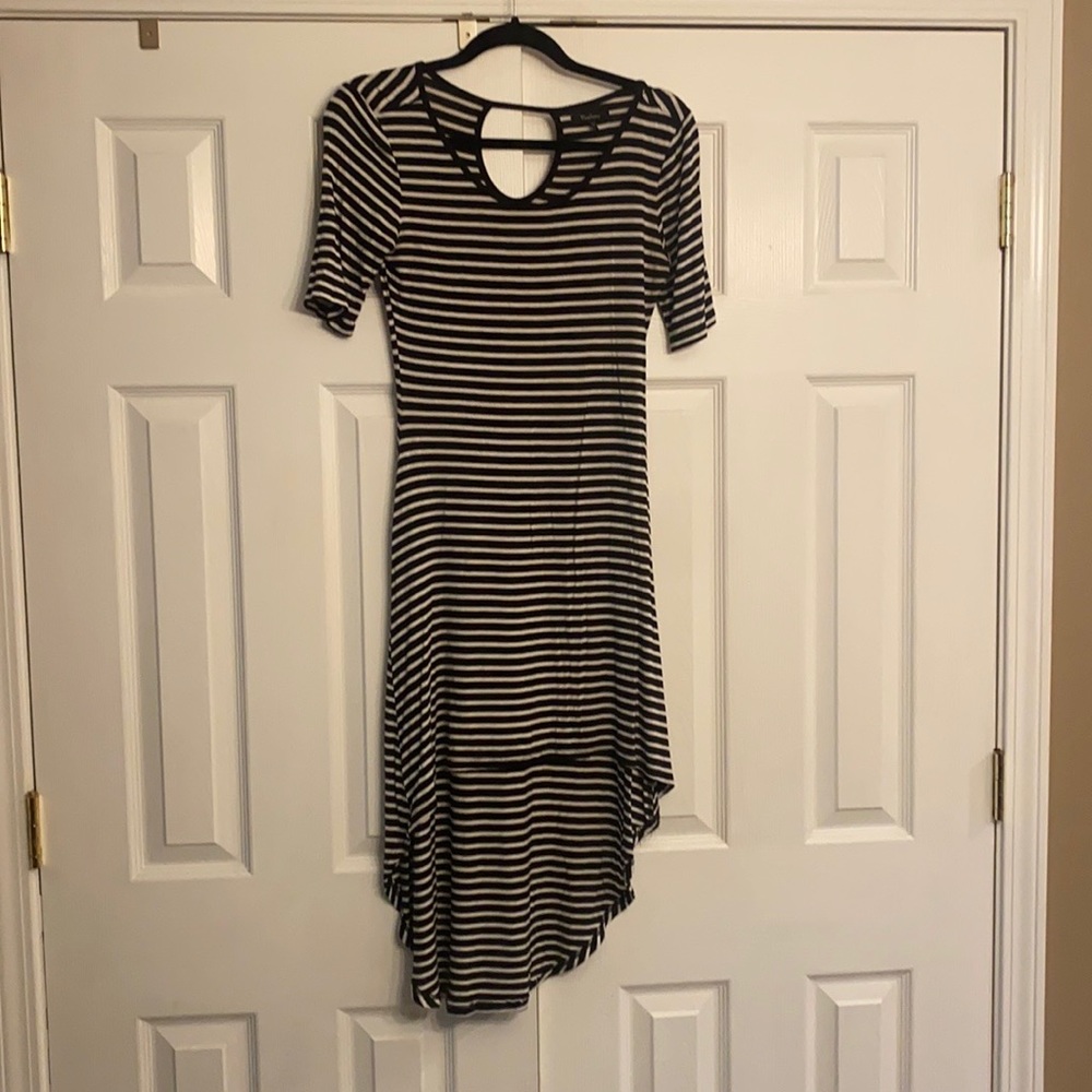 Black and white striped high low dress. Size medium